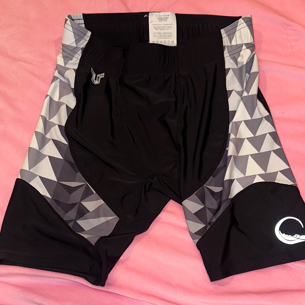 Black and Gray Geometric Men's Shorts